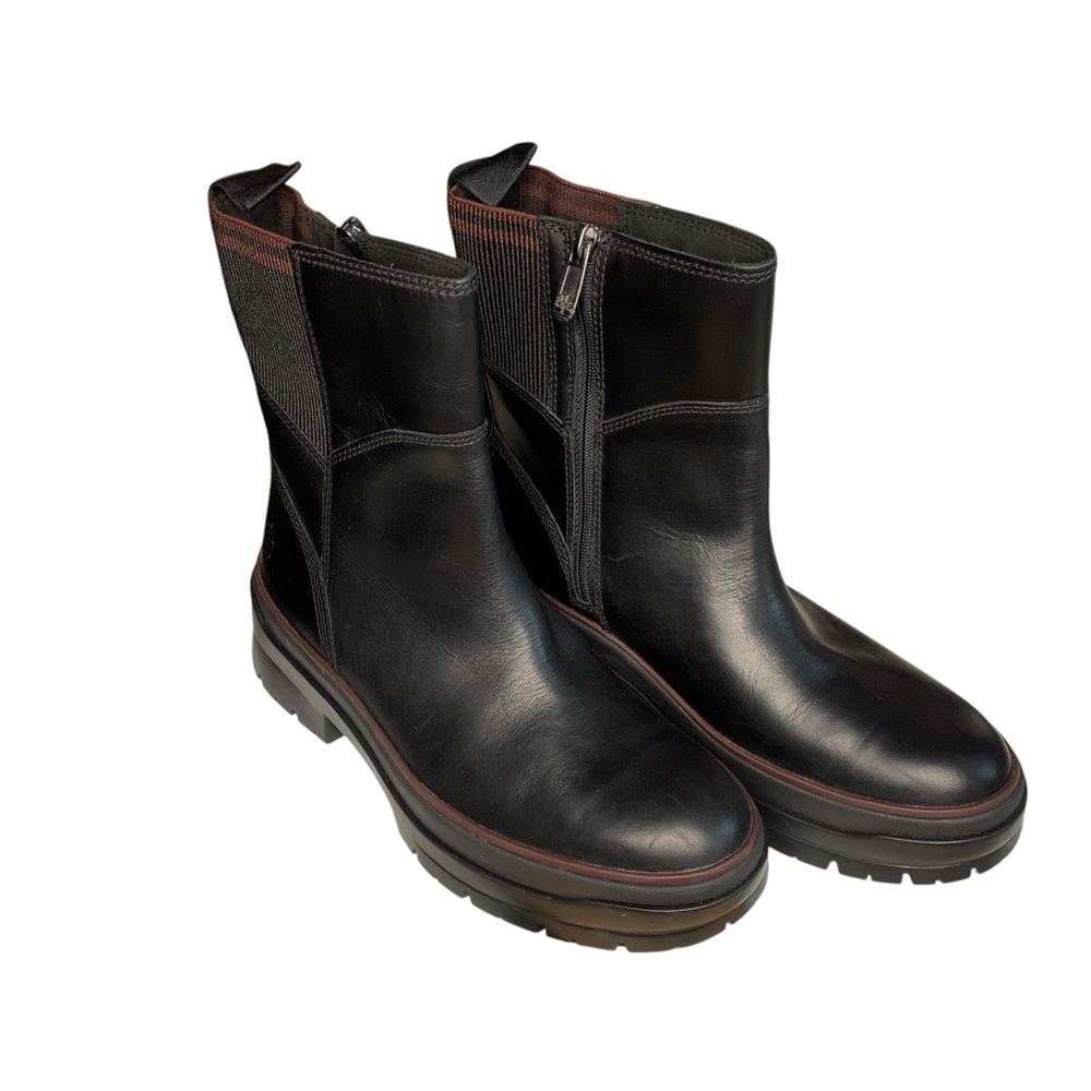 TIMBERLAND Black Waterproof Leather Rugged Ankle Boots Size 8.5
